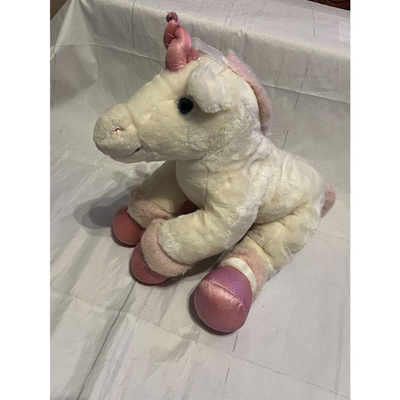 Retired Build a Bear Plush Unicorn White Fur Pink GUC - Picture 1 of 7